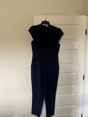 New York & Company Navy Cap Sleeve Jumpsuit
